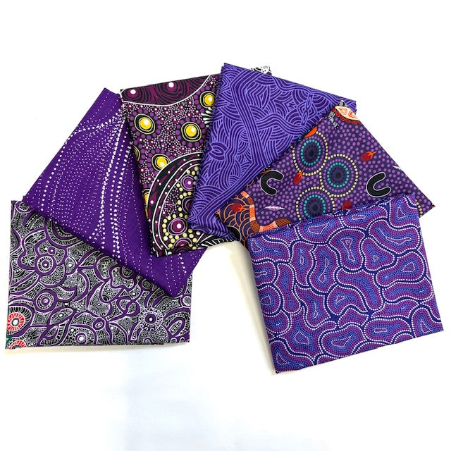 6 Fat Quarters Purple Aboriginal