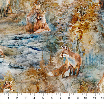 Fox Den Foxes on Blue