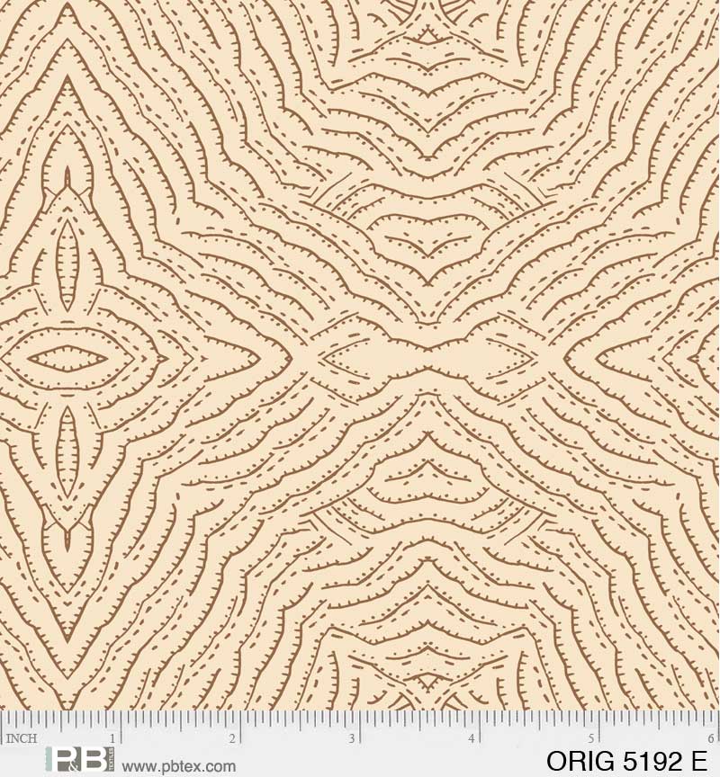 Wavy Lines - Cream Sm Leaves w/Circles