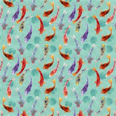 Colorful Koi Light Teal