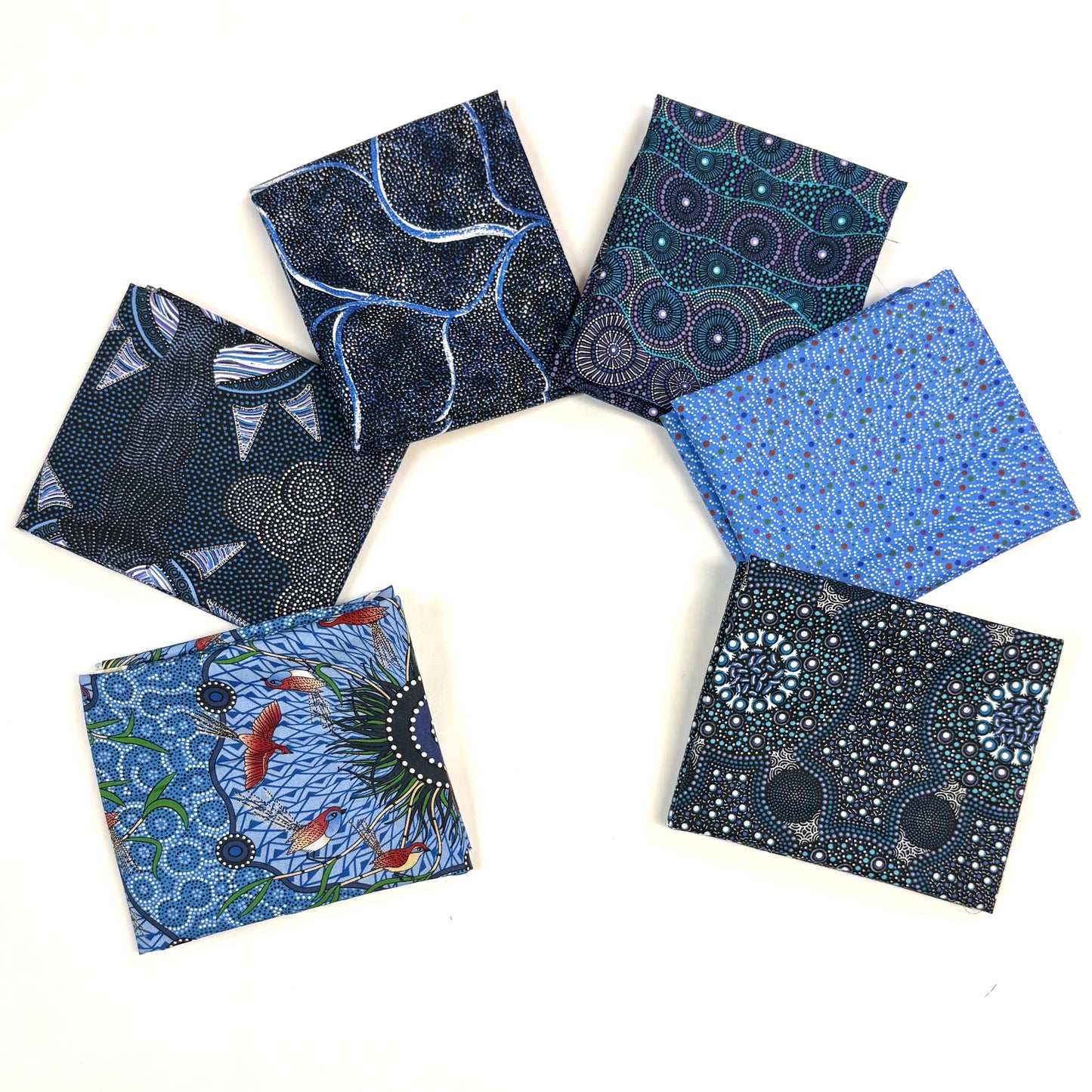 6 Fat Quarters Blue Aboriginal Fabrics