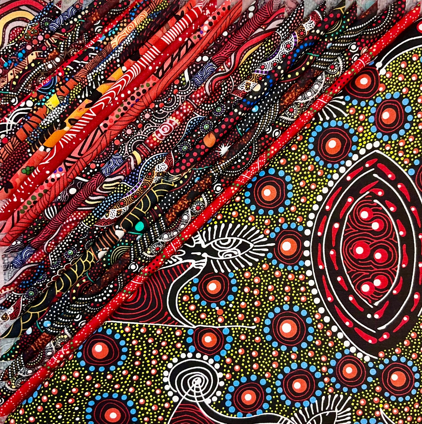 10-inch squares - Red Australian Aboriginal Fabrics