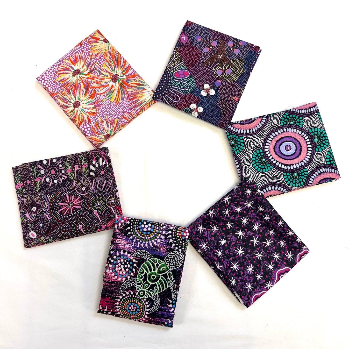 6 Fat Quarters Pink Aboriginal Fabrics