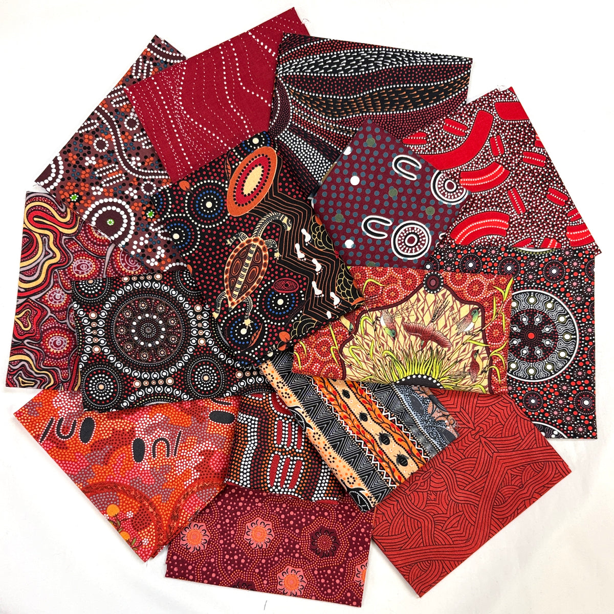 15 Fat Quarters Red Aboriginal Fabrics