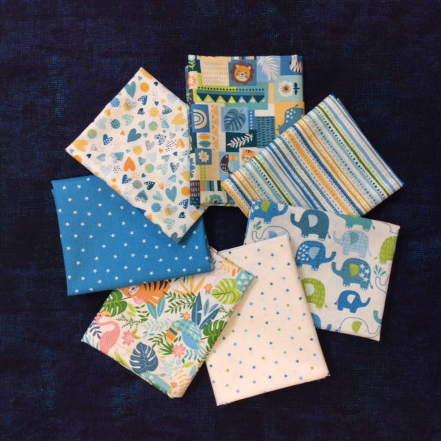 7 fat quarter pack of Jungle time