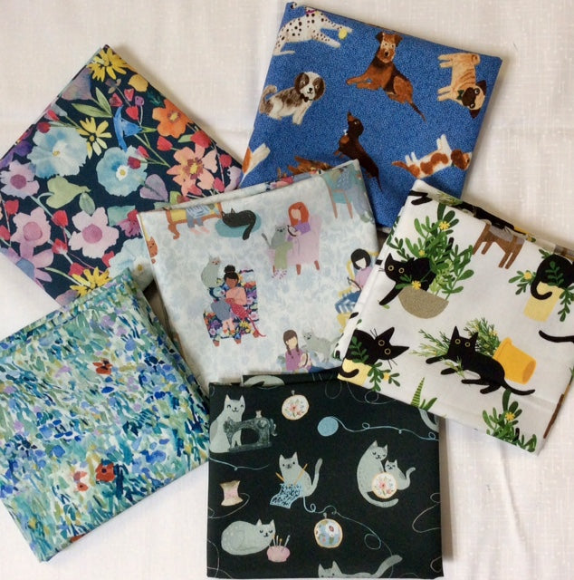 6 fat quarter pack of Cats and Dogs