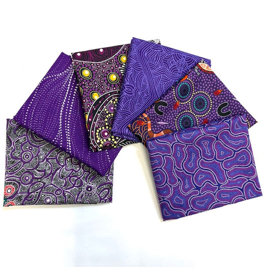 6 Fat Quarters Purple Aboriginal