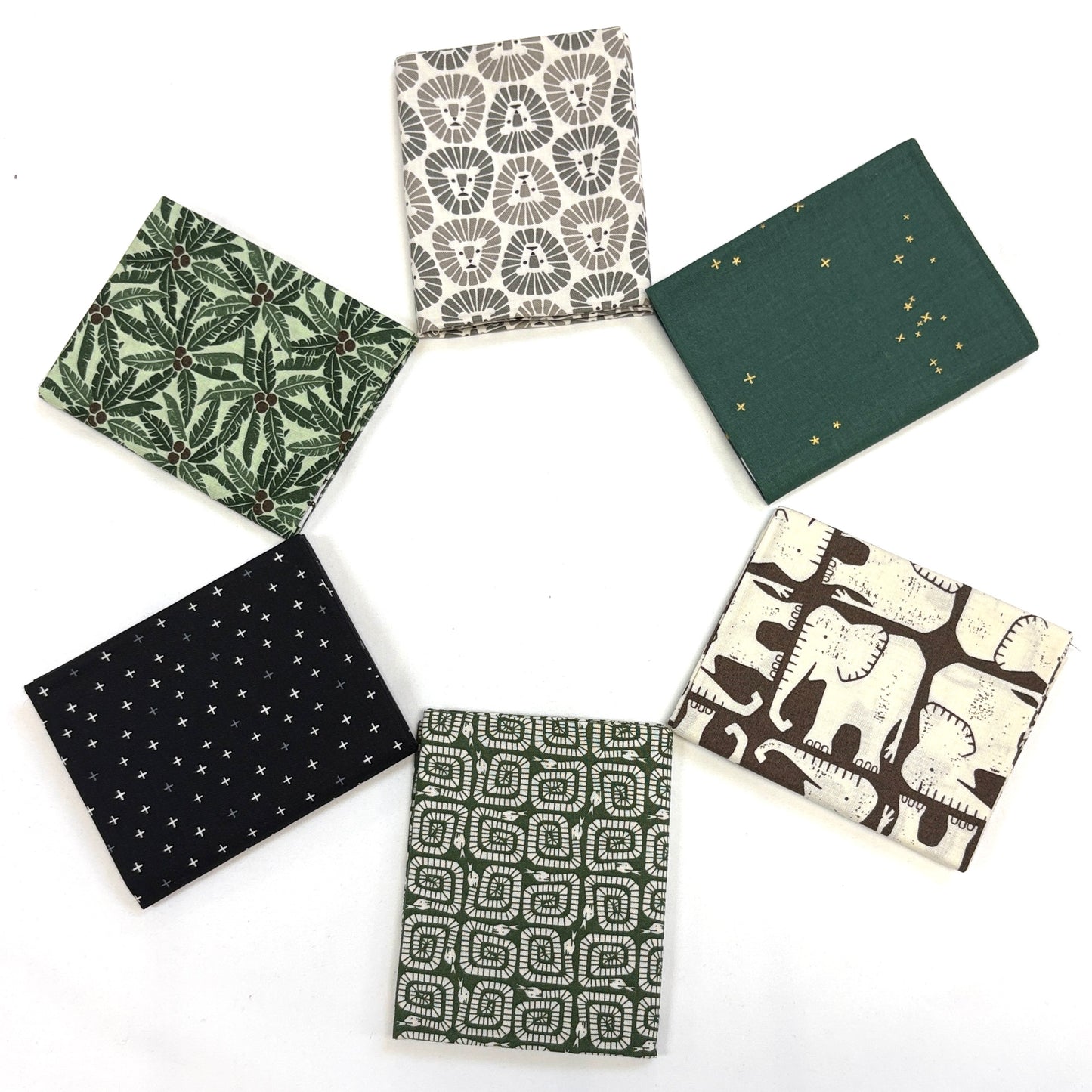 6 Fat Quarters Rising Sun Green Pack
