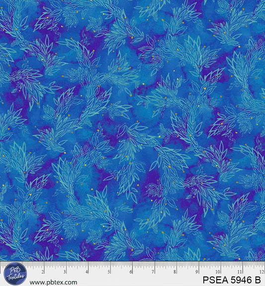 Painted Sea Leafy Trails Bright Blue