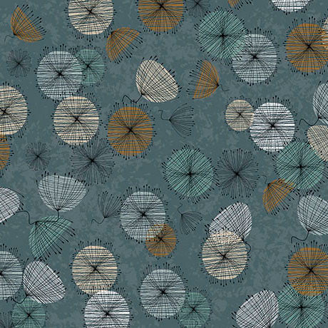 Wisps on Wind Small Flowers Teal