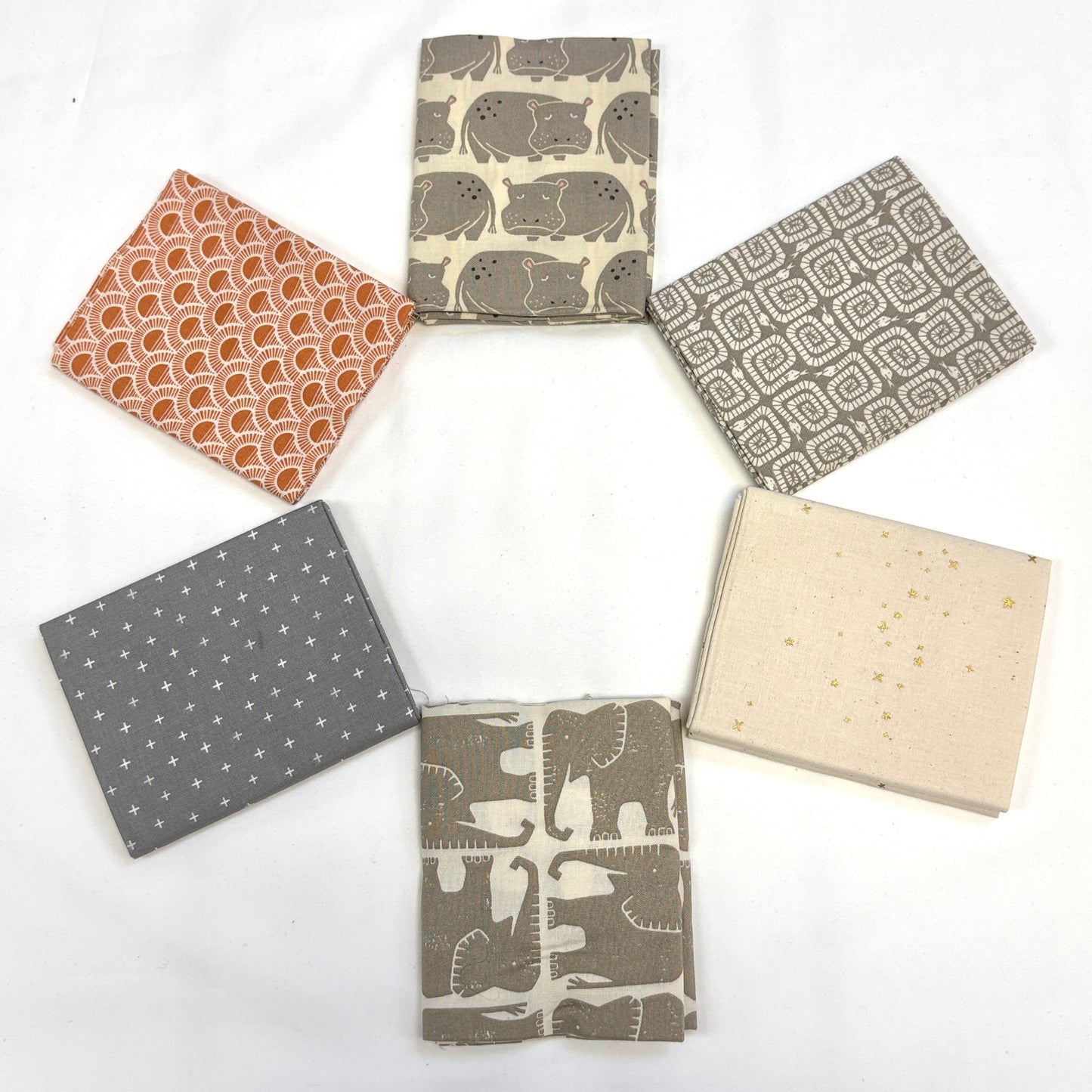 6 Fat Quarters Rising Sun Grey Pack