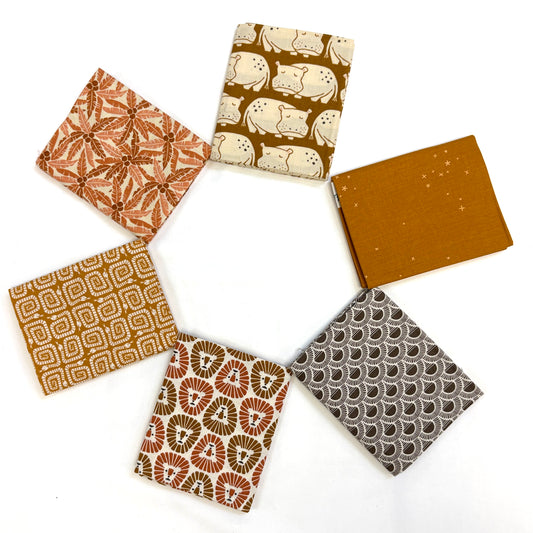 6 Fat Quarters Rising Sun Orange Pack