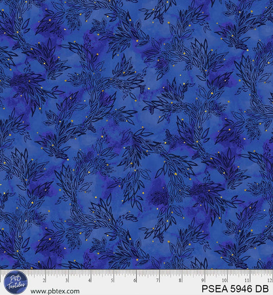 Painted Sea Leafy Trails Dark Blue