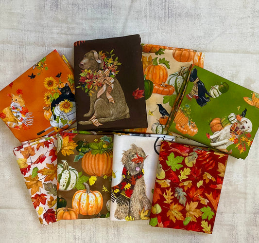 8 fat quarter pack Autumn Dogs and Cats