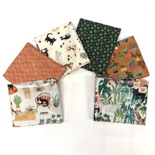 6 Fat Quarters Homebodies Cat Fabric