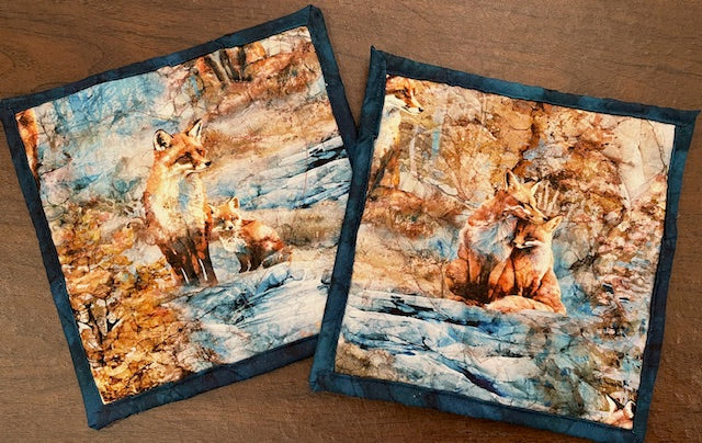Fox Den Foxes on Blue