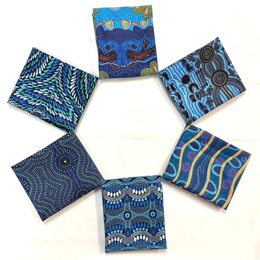 6 Fat Quarters Turquoise Aboriginal Fabrics