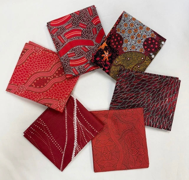 6 Fat Quarters Red Aboriginal Fabrics