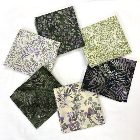 6 Fat Quarters Green Forest Batiks