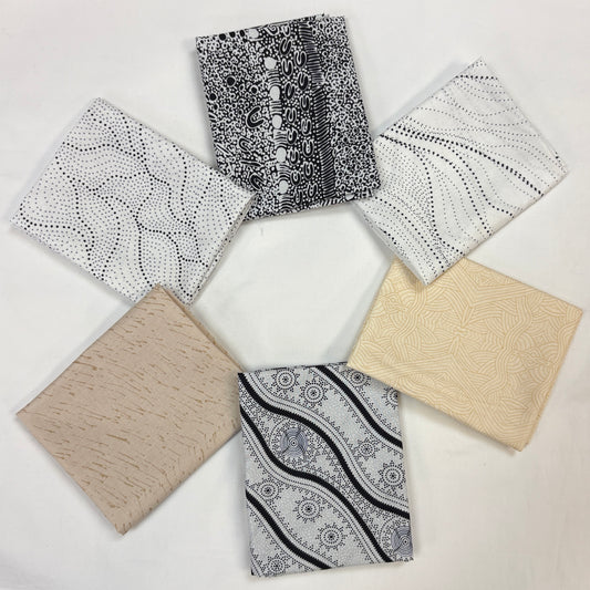 6 Fat Quarters White Aboriginal Fabrics