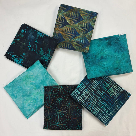 6 Fat Quarters - Must Love Teal