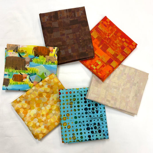 6 Fat Quarters Highland Cows