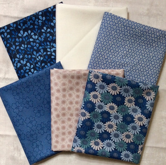 Blue Floral Half Yard Helpers 6-pack