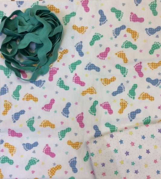 Stars & Footprints Flannel Blanket Kit