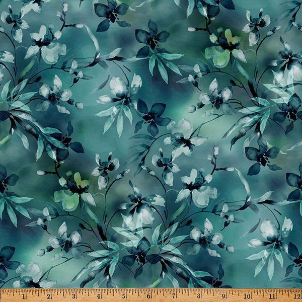 Blush Garden Leaves Turquoise