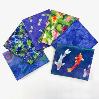 6 Fat Quarters Lily Pond Blue