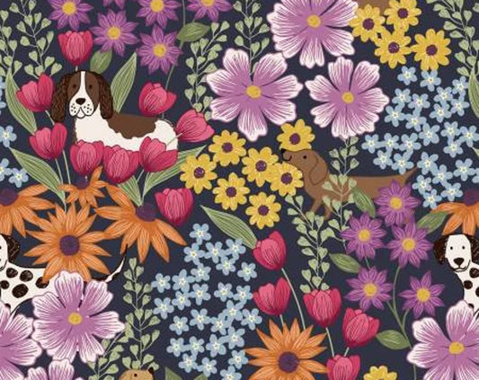 Dogs in flowers