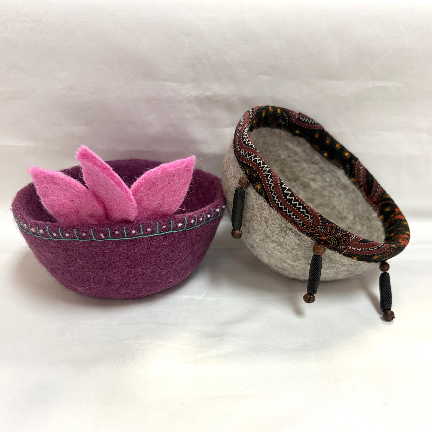 Beige Small Wool Bowl
