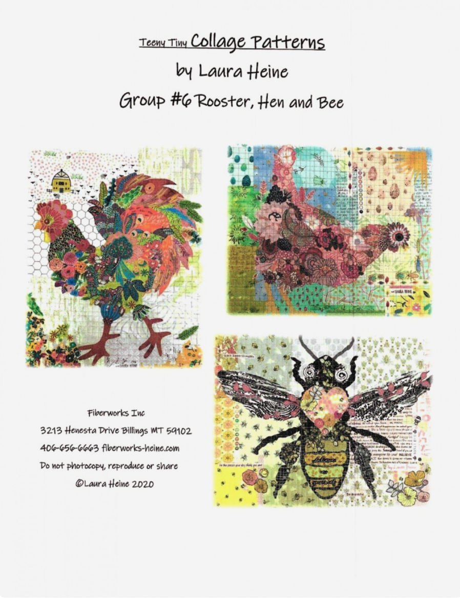 Rooster, Hen and Bee Collage Patterns